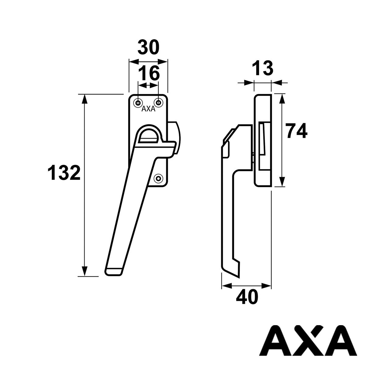 Alternatieve afbeelding voor AXA RAAMSLUITING 3308 MET VENTILATIENOK EN DRUKKNOP LINKS ALU