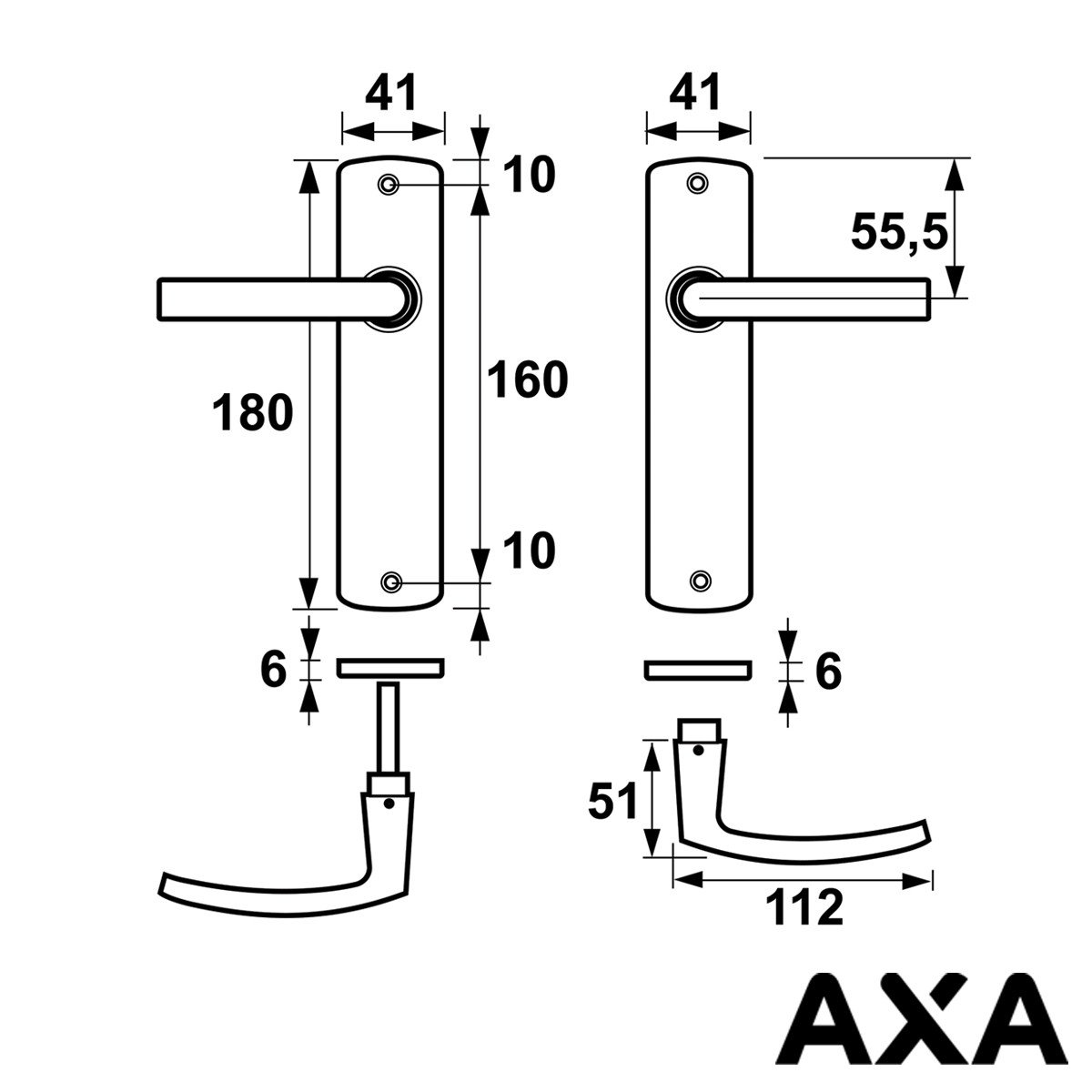 Alternatieve afbeelding voor DEURBESLAG ALUMINIUM AXA OP BLINDSCHILD