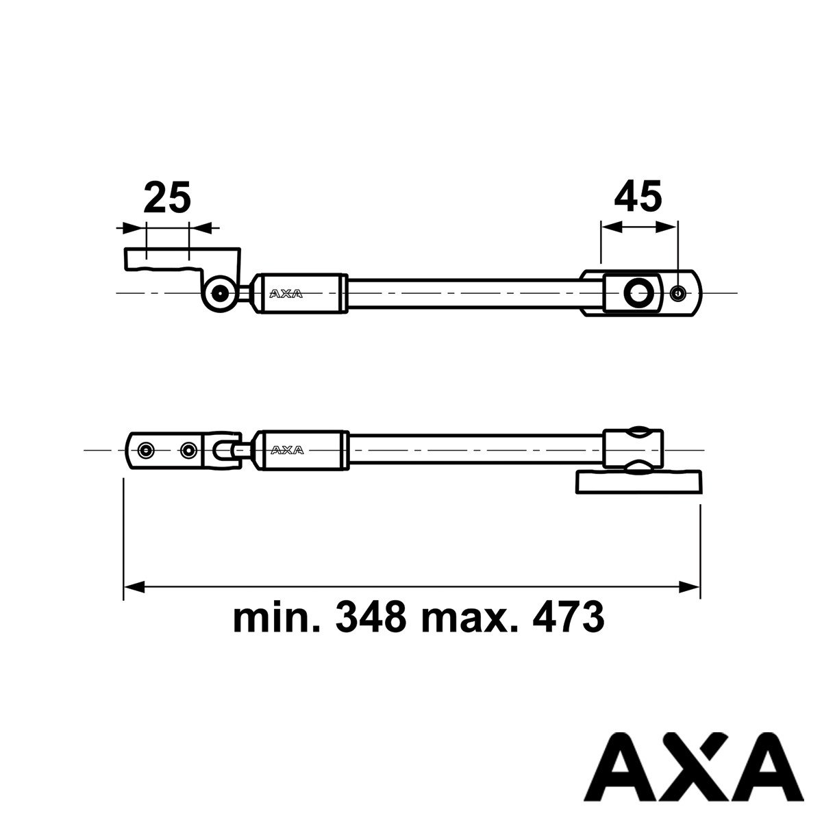 Alternatieve afbeelding voor TELESCOPISCHE RAAMUITZETTER AXA 30CM ZILVER NAAR BUITEN DRAAIEND