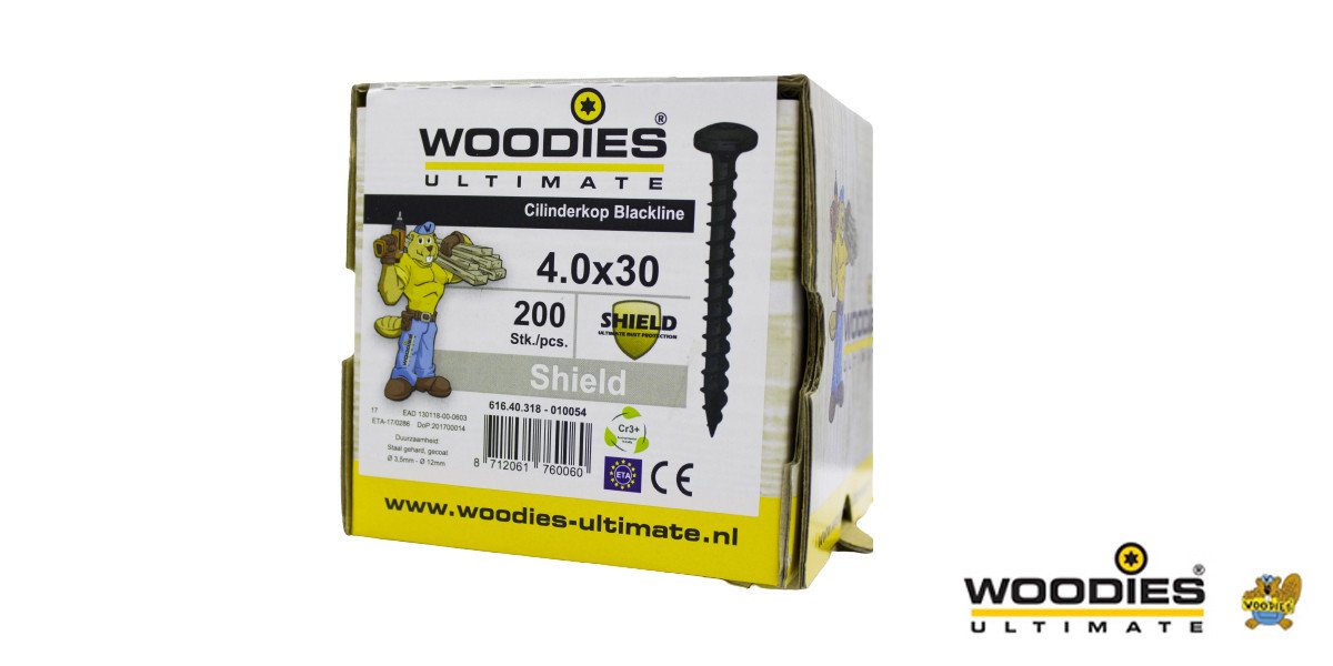 Alternatieve afbeelding voor Woodies Cilinderkopschroeven Blackline TORX-20 4x30mm 200 stuks 