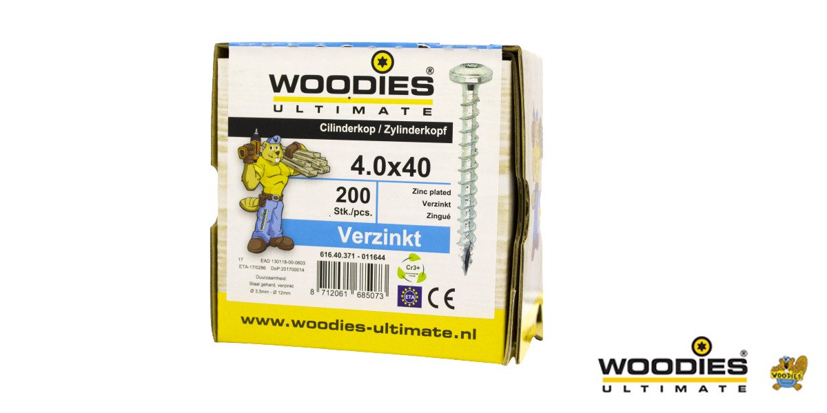 Alternatieve afbeelding voor Woodies Cilinderkopschroeven verzinkt TORX-20 4x40mm 200 stuks 