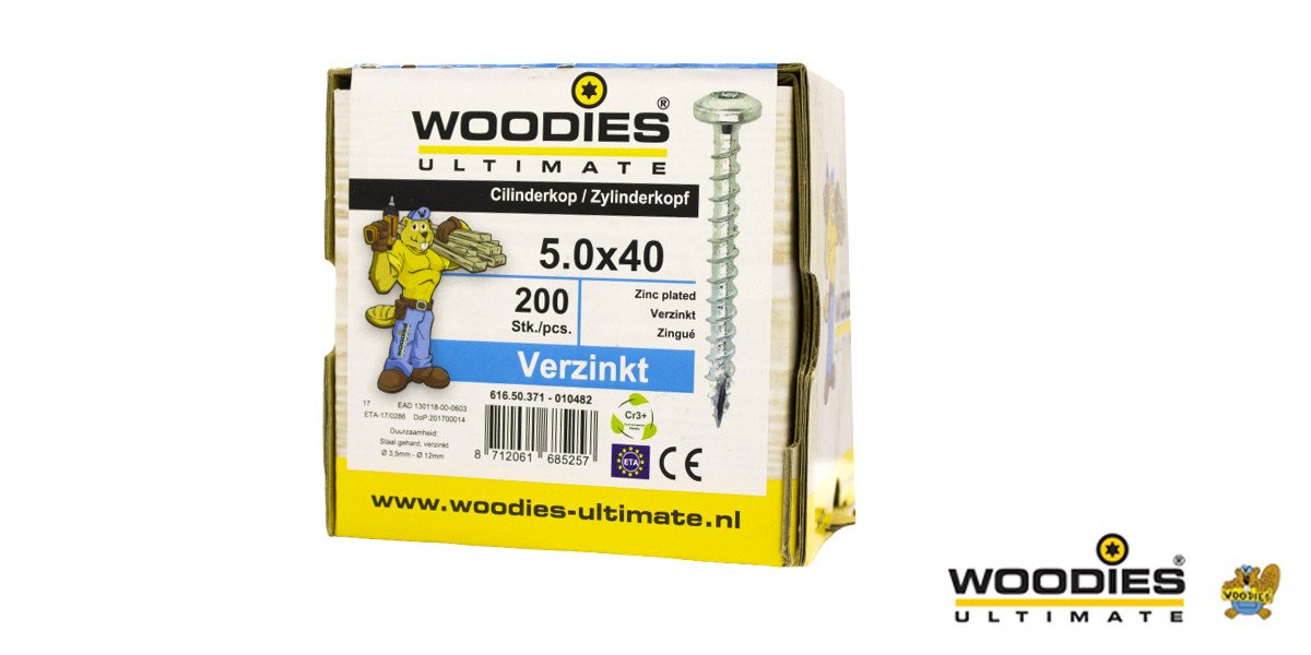 Alternatieve afbeelding voor Woodies Cilinderkopschroeven verzinkt TORX-25 5x40mm 200 stuks 