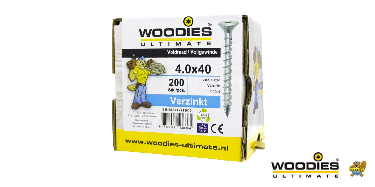 Alternatieve afbeelding voor Woodies schroeven verzinkt TORX-20 platkop 4x40mm 200 stuks