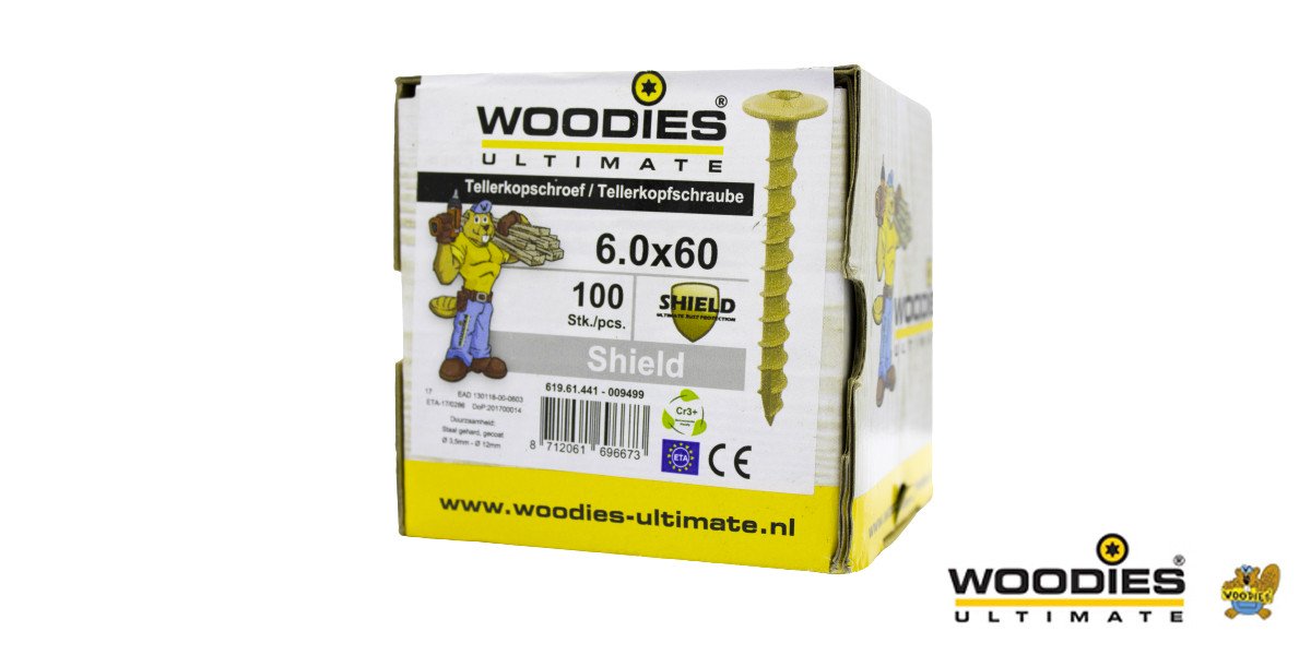 Alternatieve afbeelding voor Woodies Tellerkopschroeven Shield TORX-30 6x60mm 100 stuks