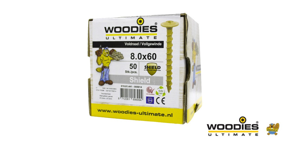 Alternatieve afbeelding voor Woodies Tellerkopschroeven Shield TORX-40 8x60mm 50 stuks