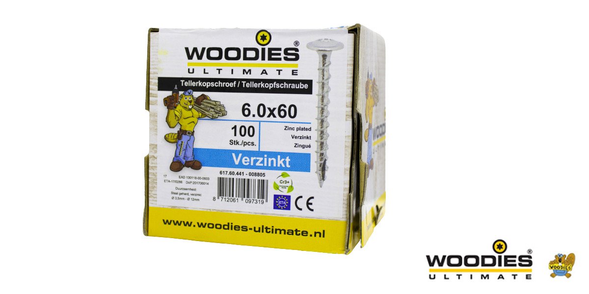 Alternatieve afbeelding voor Woodies Tellerkopschroeven TORX-30 verzinkt 6x60mm 100 stuks