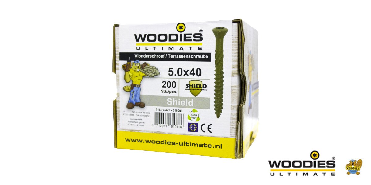 Alternatieve afbeelding voor Woodies vlonderschroeven Shield TORX-25 5x40mm freeskop  200 stuks