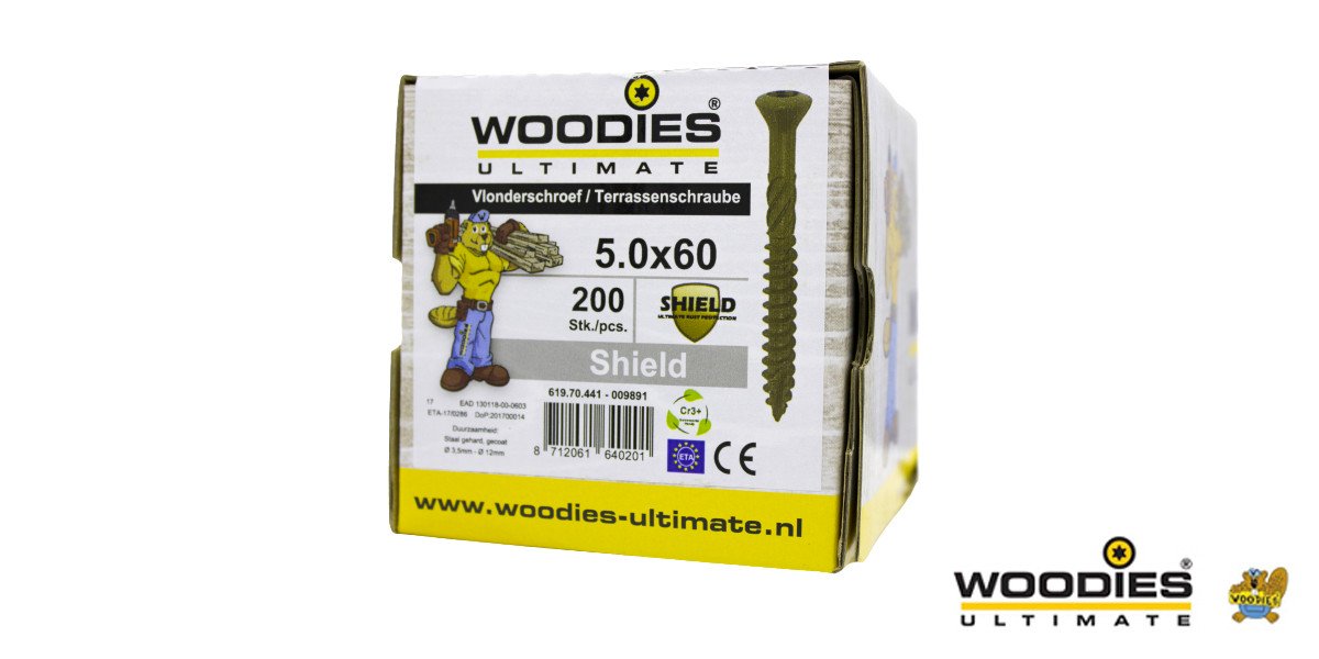 Alternatieve afbeelding voor Woodies vlonderschroeven Shield TORX-25 5x60mm freeskop  200 stuks