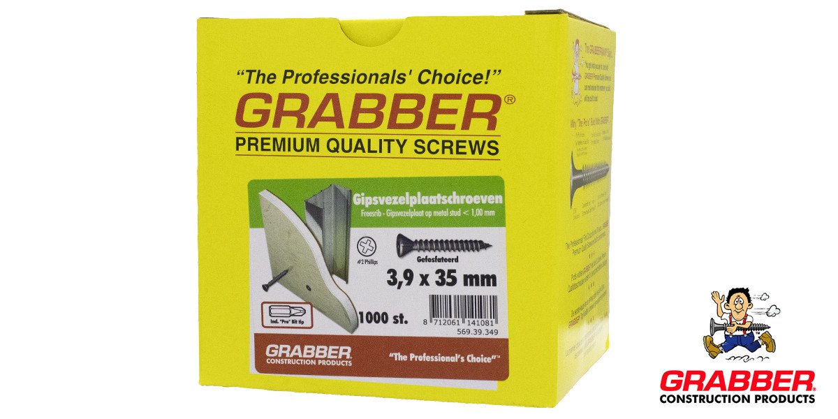 Alternatieve afbeelding voor Grabber gipsvezelplaatschroef 3,9x35mm gefosfateerd PH2 1000 stuks