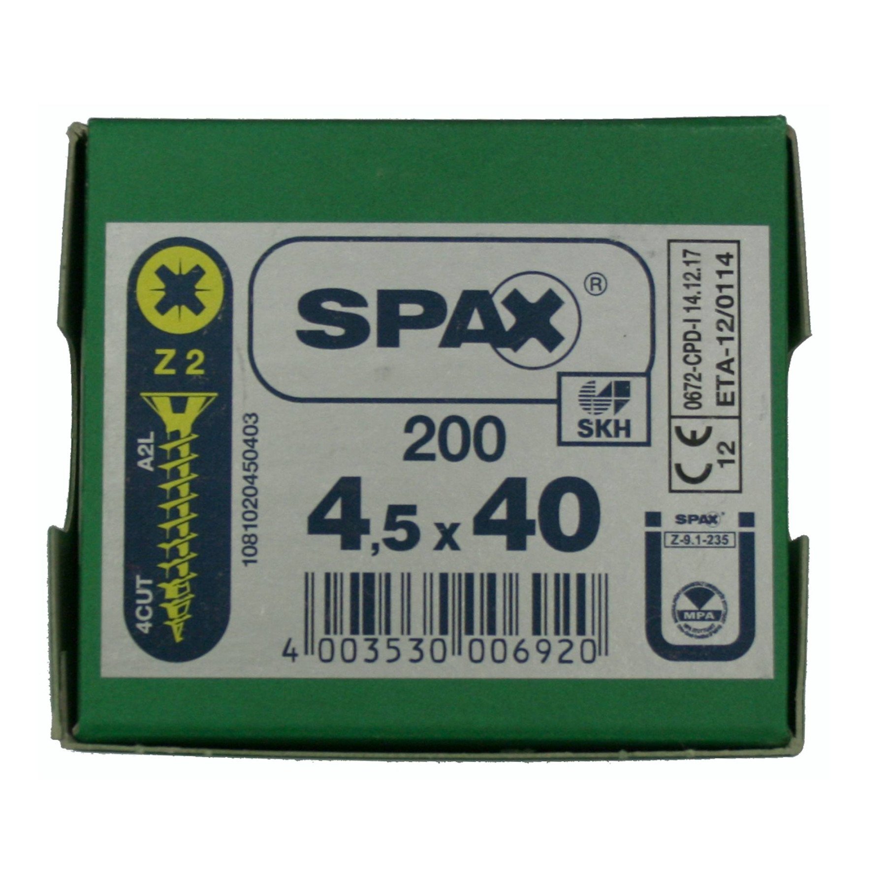 Alternatieve afbeelding voor Spax spaanplaatschroeven 4,5x40 mm geelverzinkt platkop Pozidriv 200 stuks