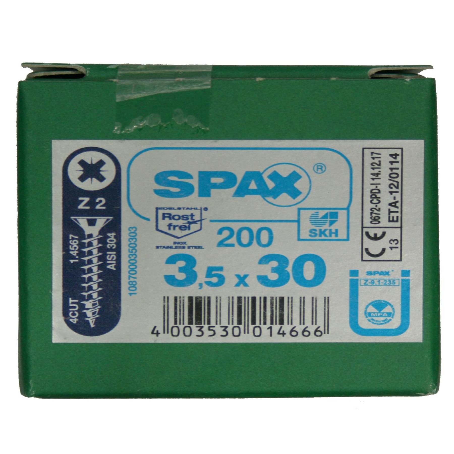 Alternatieve afbeelding voor Spax spaanplaatschroeven 3,5x30 mm RVS A2 platkop Pozidriv 200 stuks