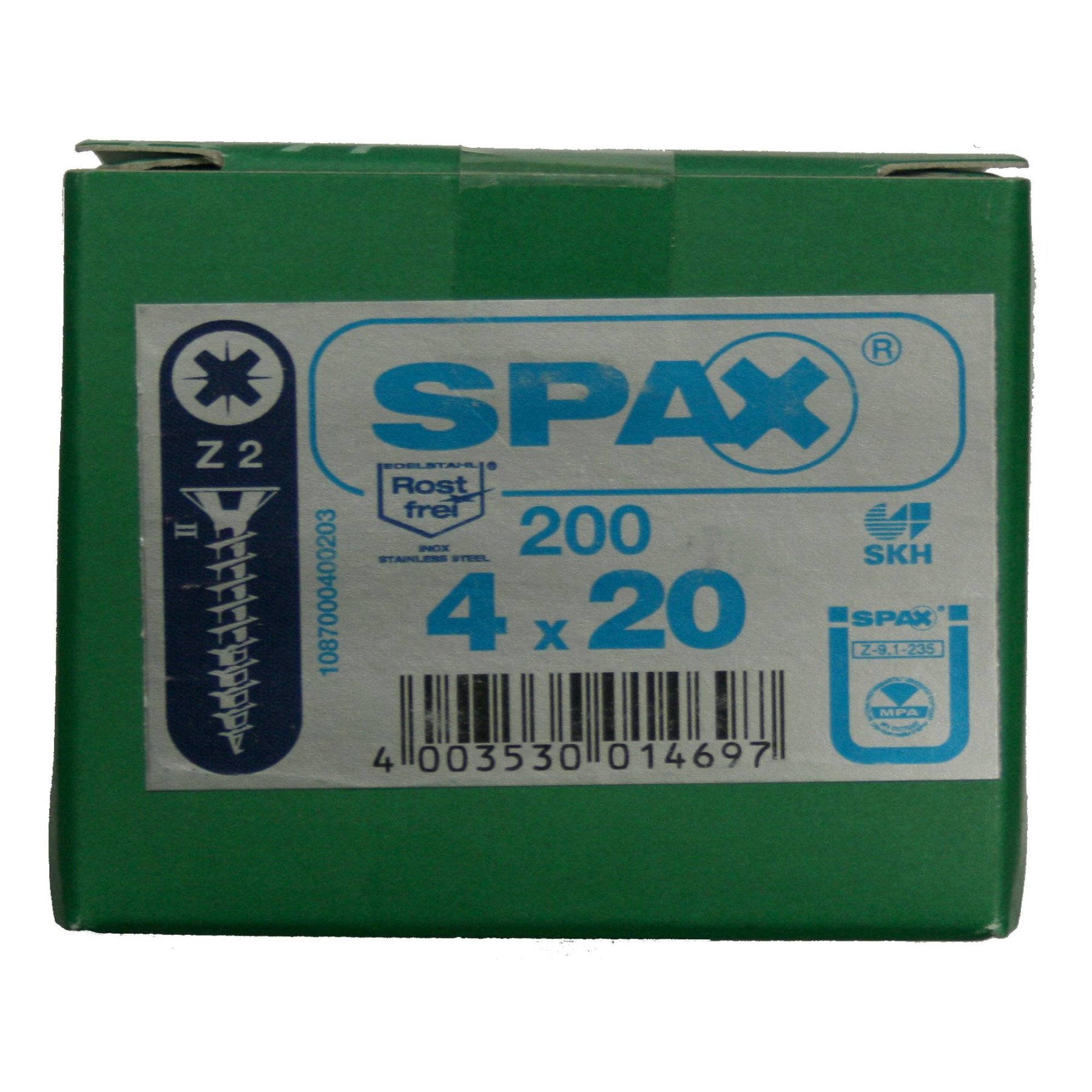 Alternatieve afbeelding voor Spax spaanplaatschroeven 4x20 mm RVS A2 platkop Pozidriv 200 stuks