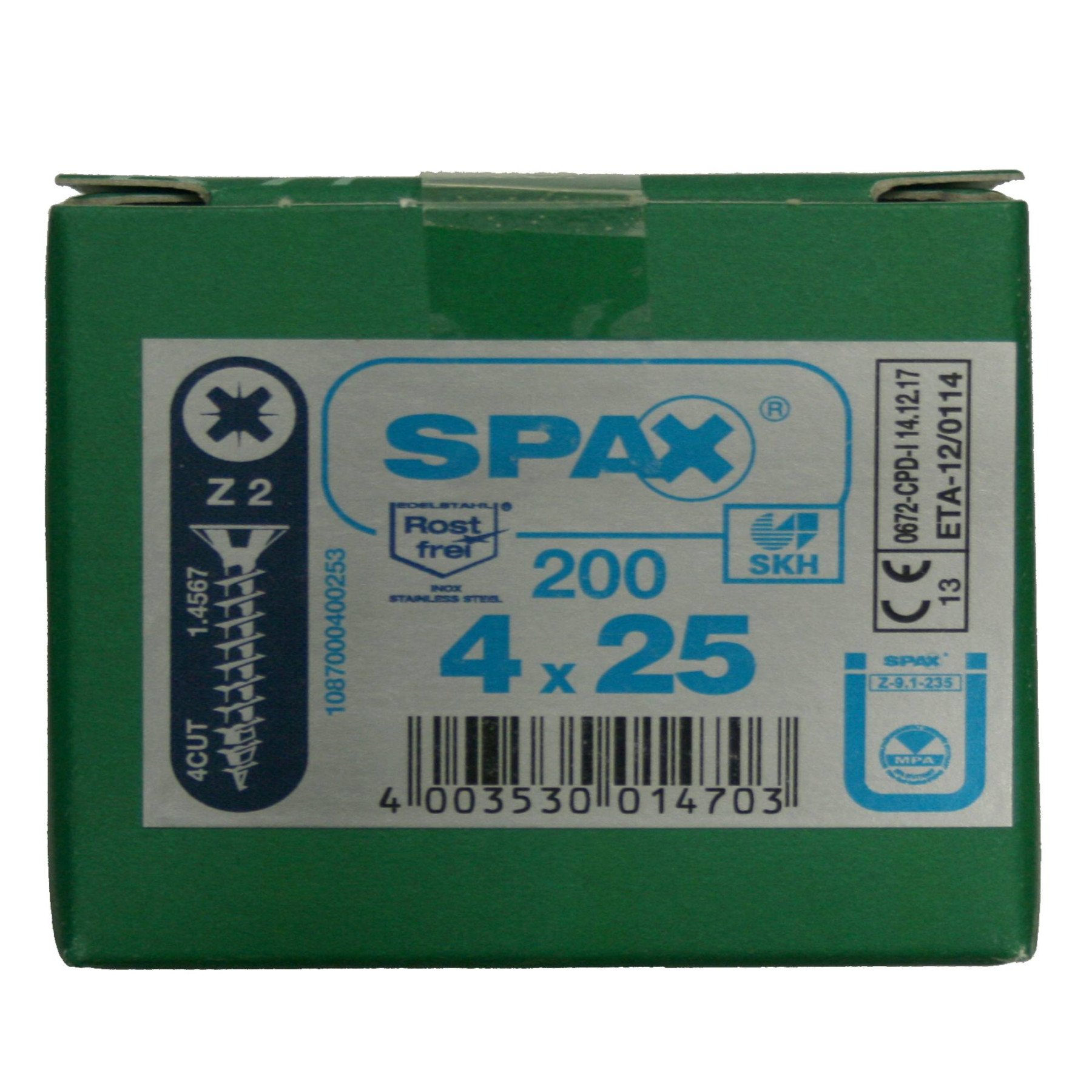 Alternatieve afbeelding voor Spax spaanplaatschroeven 4x25 mm RVS A2 platkop Pozidriv 200 stuks