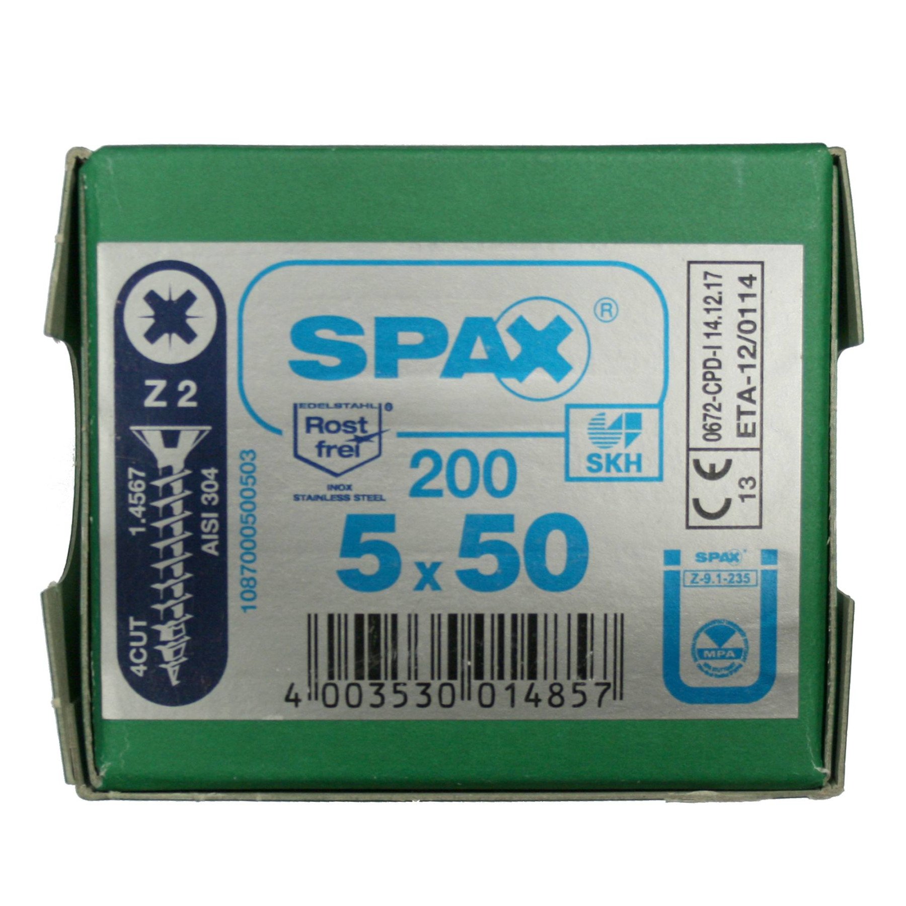 Alternatieve afbeelding voor Spax spaanplaatschroeven 5x50 mm RVS A2 platkop Pozidriv 200 stuks