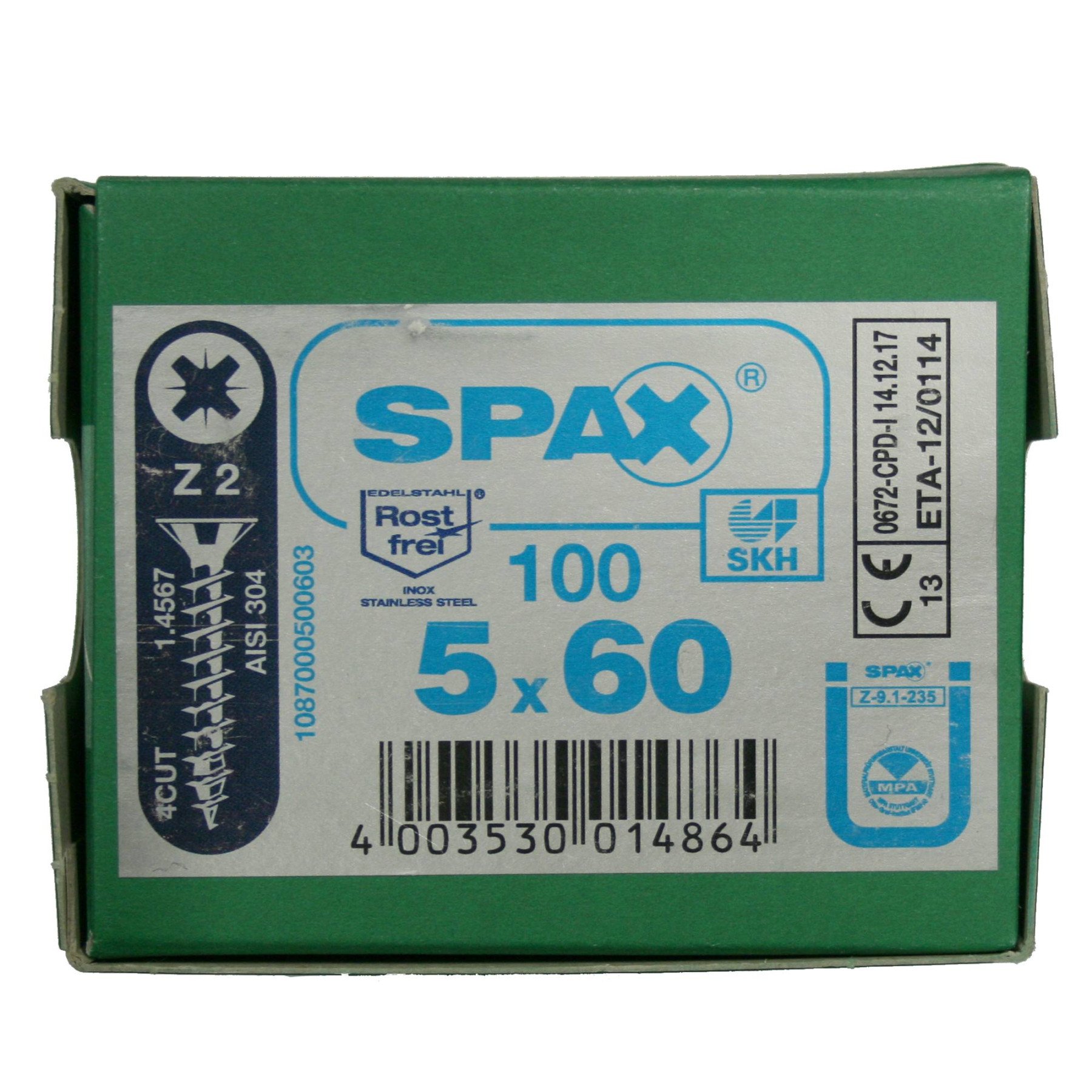 Alternatieve afbeelding voor Spax spaanplaatschroeven 5x60mm RVS A2 platkop Pozidriv 100 stuks