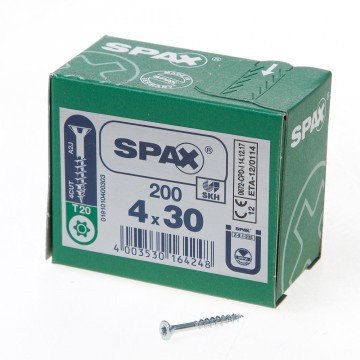 Alternatieve afbeelding voor Spax spaanplaatschroeven 4x30mm verzinkt platkop TORX 200 stuks