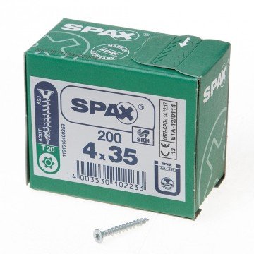 Alternatieve afbeelding voor Spax spaanplaatschroeven 4x35 mm verzinkt platkop TORX 200 stuks