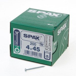 Alternatieve afbeelding voor Spax spaanplaatschroeven 4x45 mm verzinkt platkop TORX 200 stuks