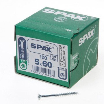 Alternatieve afbeelding voor Spax spaanplaatschroeven 5x60 mm verzinkt platkop TORX 100 stuks