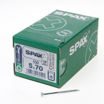 Alternatieve afbeelding voor Spax spaanplaatschroeven 5x70 mm verzinkt platkop TORX 100 stuks