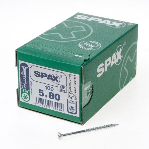 Alternatieve afbeelding voor Spax spaanplaatschroeven 5x80 mm verzinkt platkop TORX 100 stuks