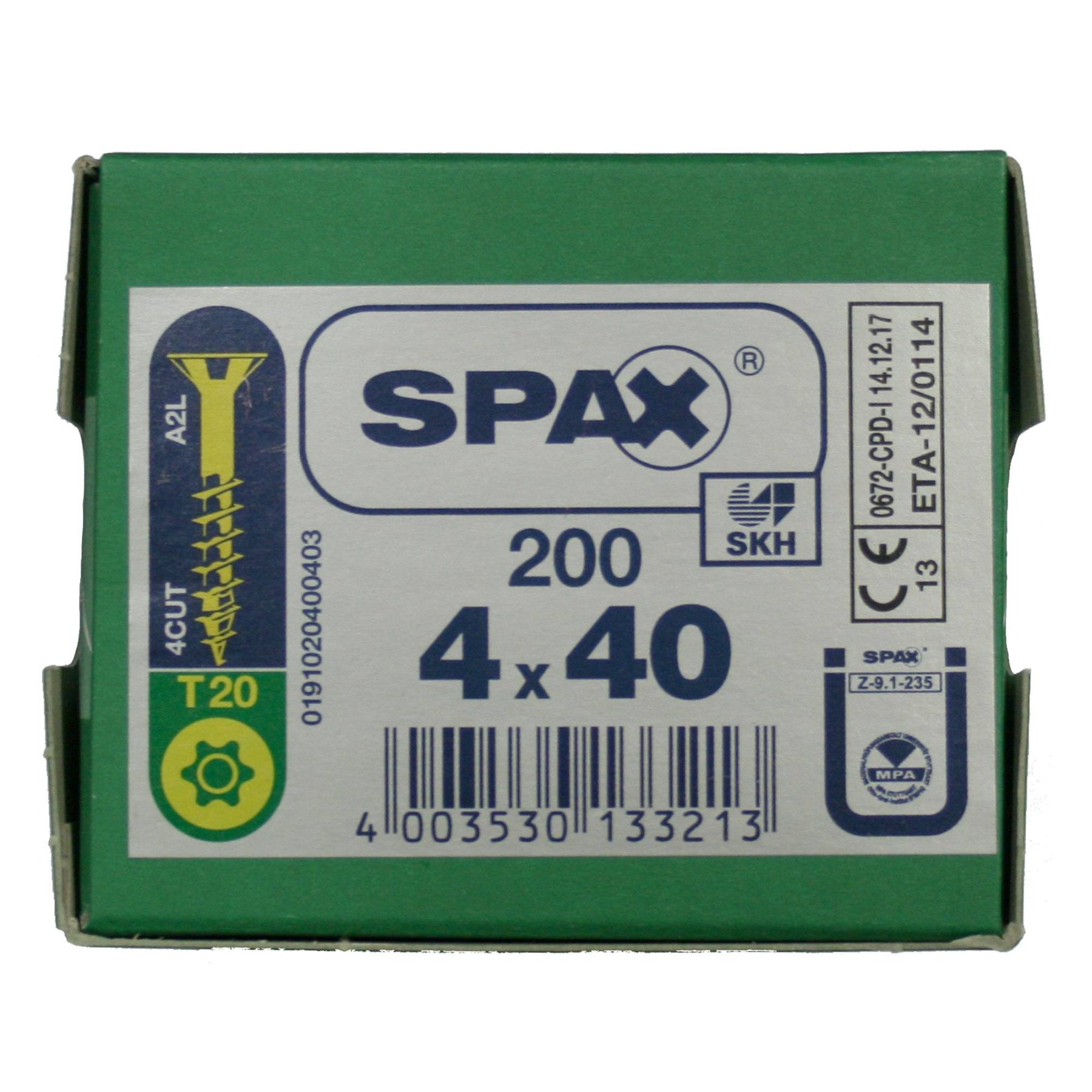 Alternatieve afbeelding voor Spax spaanplaatschroeven 4x40 mm geelverzinkt platkop TORX 200 stuks