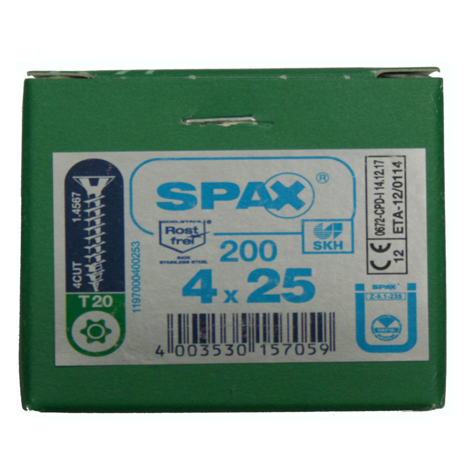 Alternatieve afbeelding voor Spax spaanplaatschroeven 4x25 mm RVS A2 platkop TORX 200 stuks