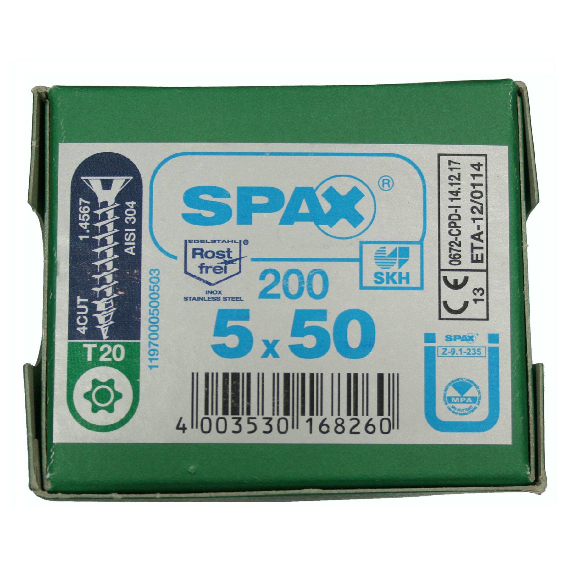 Alternatieve afbeelding voor Spax spaanplaatschroeven 5x50 mm RVS A2 platkop TORX 200 stuks