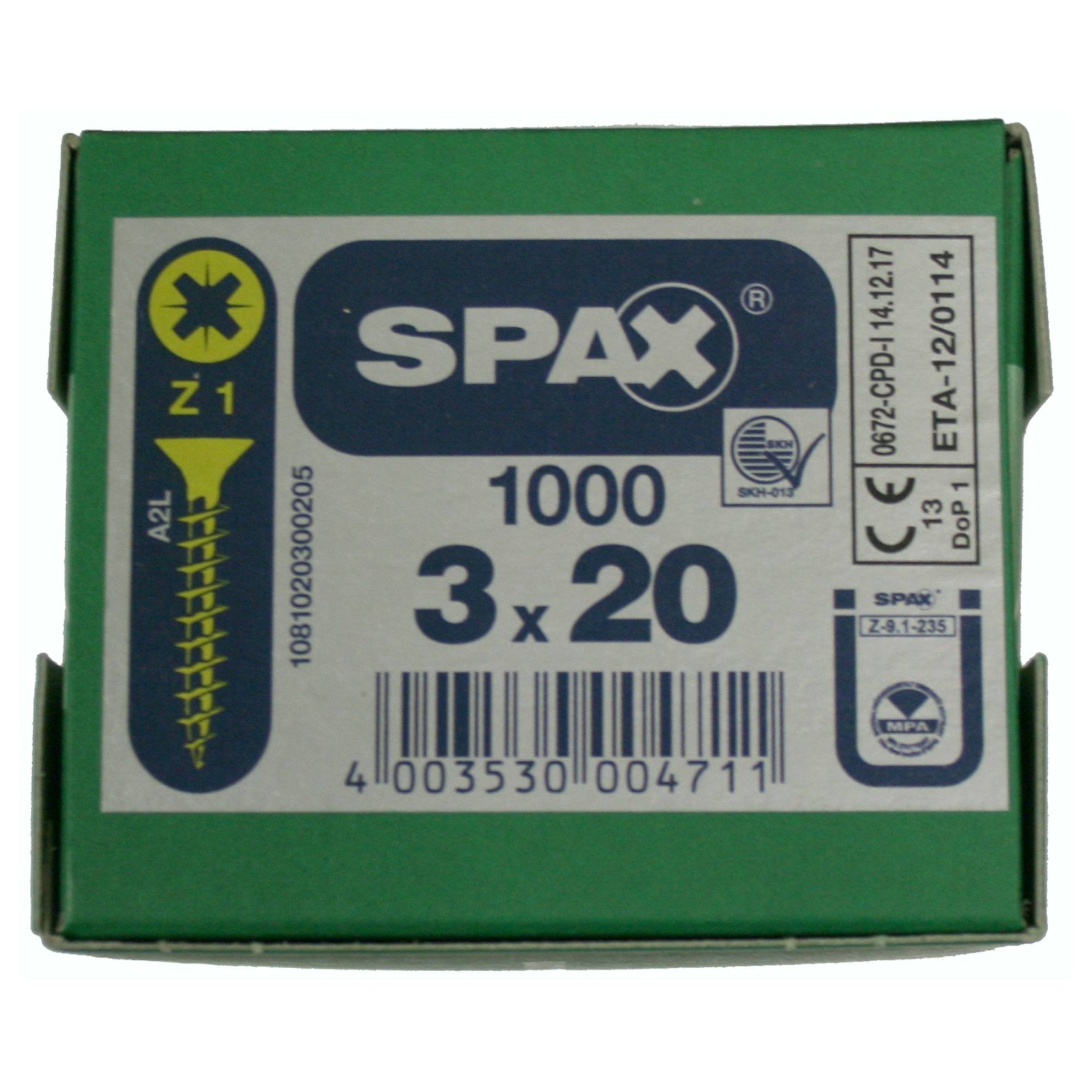 Alternatieve afbeelding voor Spax spaanplaatschroeven 3x20 mm geelverzinkt platkop Pozidriv 1000 stuks