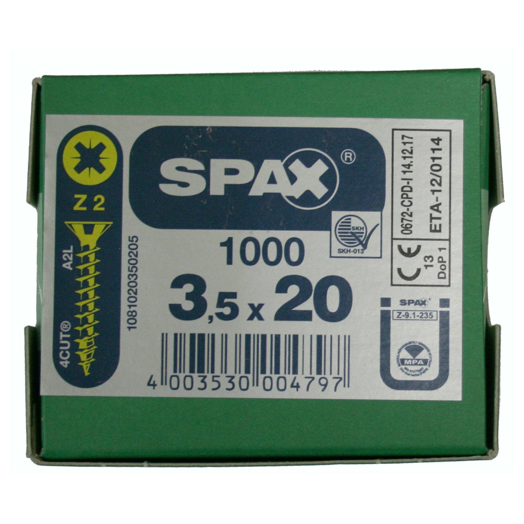 Alternatieve afbeelding voor Spax spaanplaatschroeven 3,5x20 mm geelverzinkt platkop Pozidriv 1000 stuks