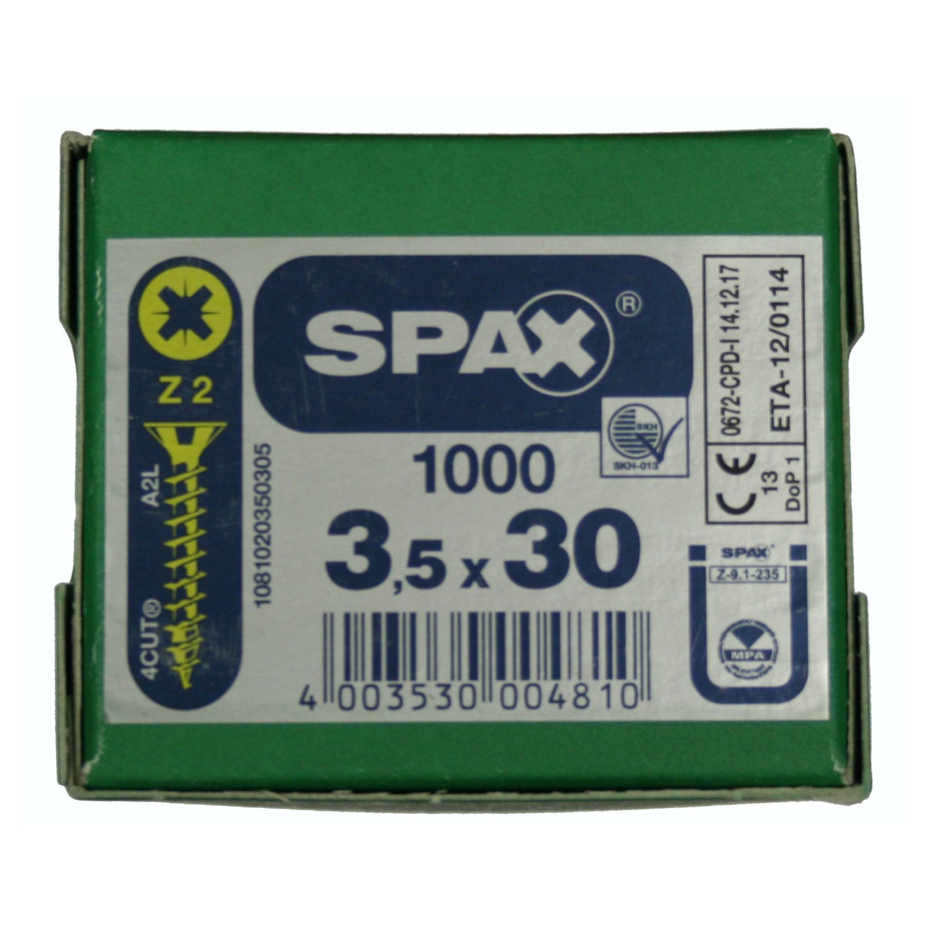 Alternatieve afbeelding voor Spax spaanplaatschroeven 3,5x30 mm geelverzinkt platkop Pozidriv 1000 stuks