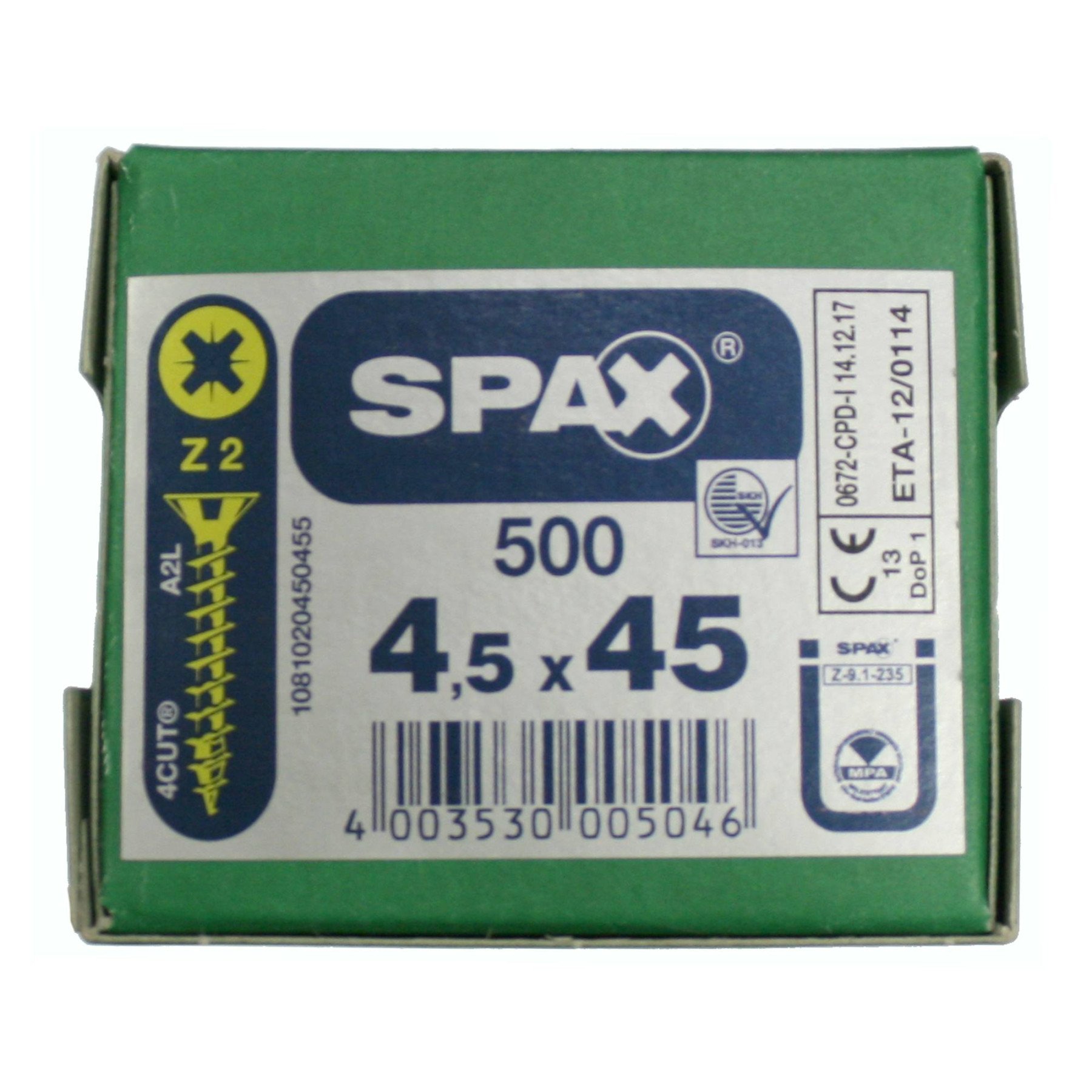 Alternatieve afbeelding voor Spax spaanplaatschroeven 4,5x45 mm geelverzinkt platkop Pozidriv 500 stuks