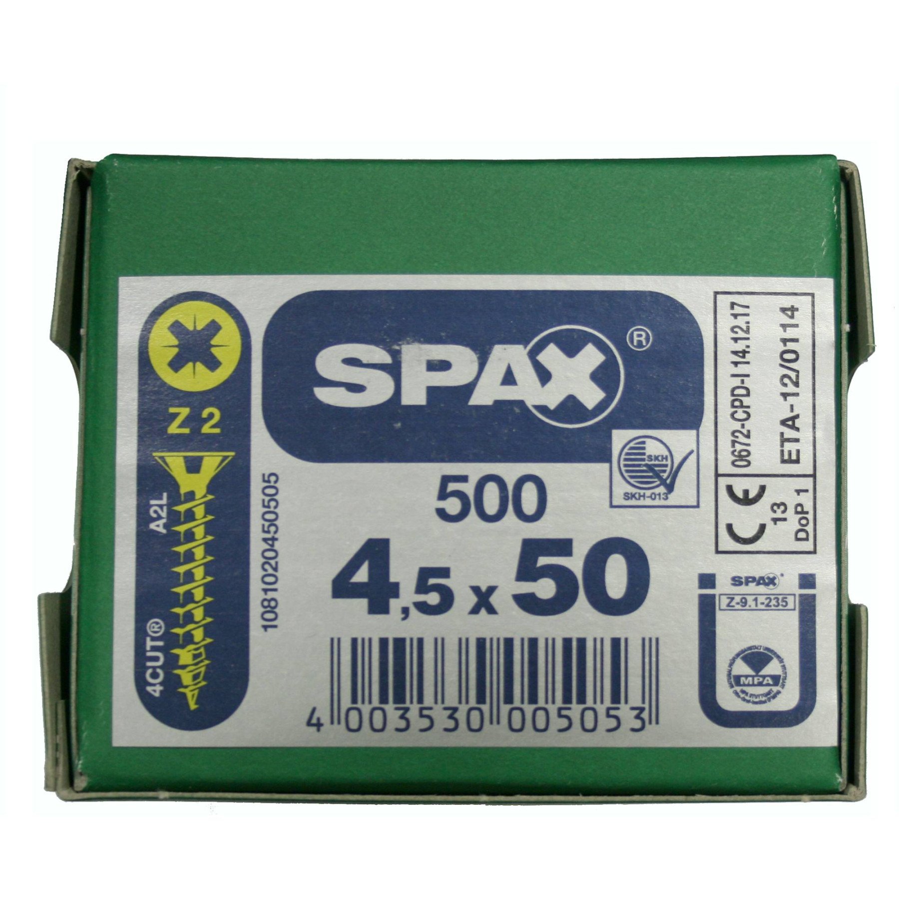 Alternatieve afbeelding voor Spax spaanplaatschroeven 4,5x50 mm geelverzinkt platkop Pozidriv 500 stuks