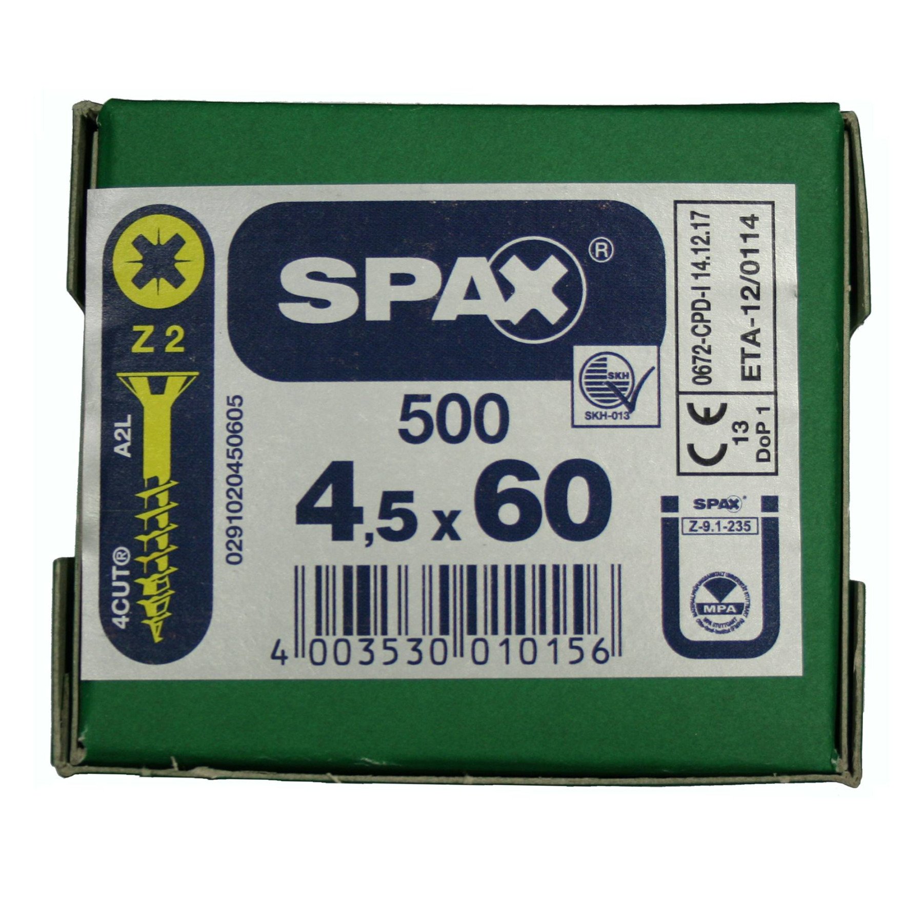 Alternatieve afbeelding voor Spax spaanplaatschroeven 4,5x60 mm geelverzinkt platkop Pozidriv 500 stuks