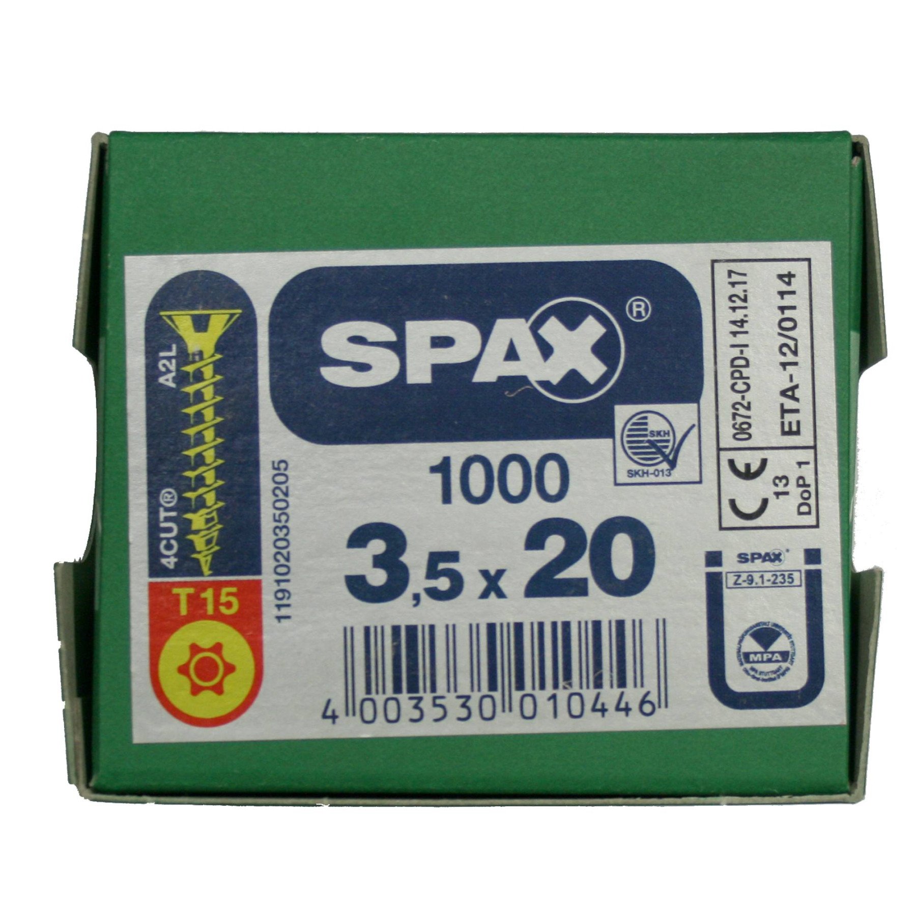 Alternatieve afbeelding voor Spax spaanplaatschroeven 3,5x20 mm geelverzinkt platkop TORX 1000 stuks