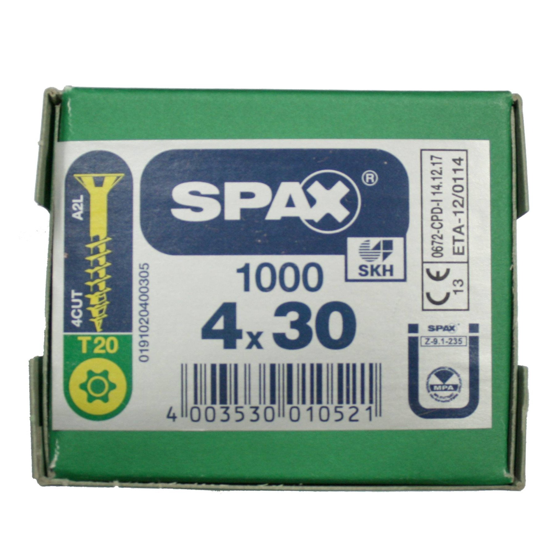 Alternatieve afbeelding voor Spax spaanplaatschroeven 4x30mm geelverzinkt platkop TORX 1000 stuks