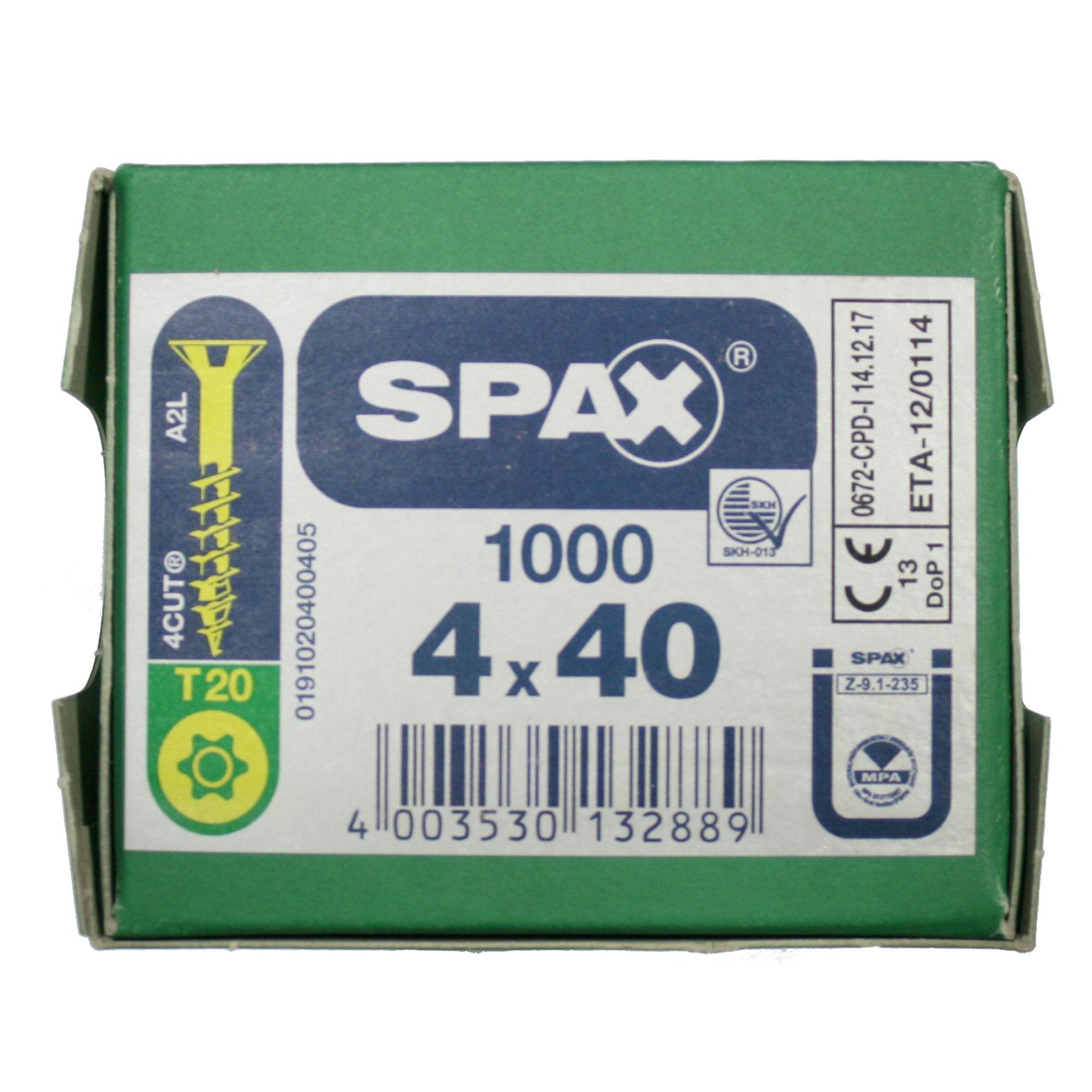Alternatieve afbeelding voor Spax spaanplaatschroeven 4x40 mm geelverzinkt platkop TORX 1000 stuks