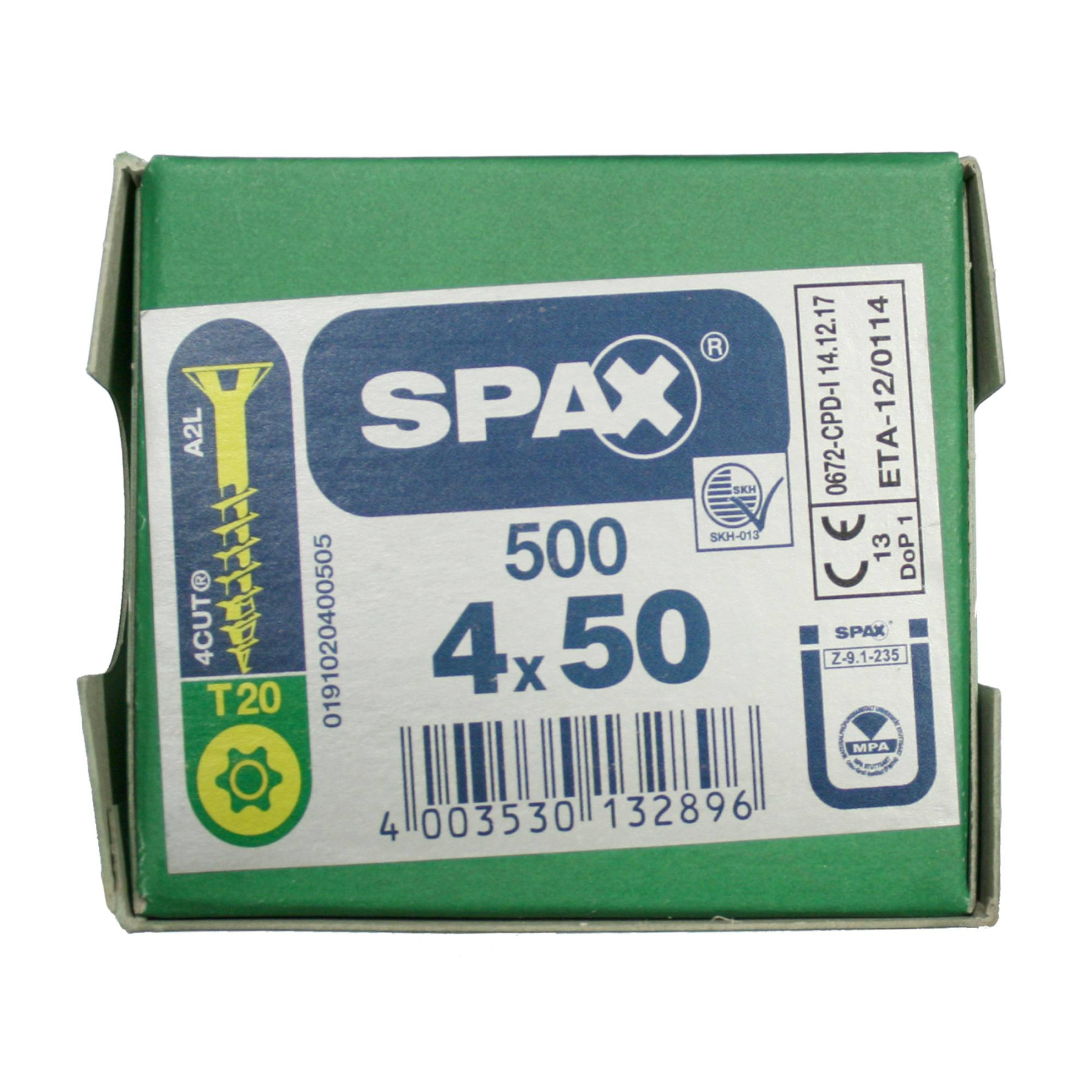 Alternatieve afbeelding voor Spax spaanplaatschroeven 4x50mm geelverzinkt platkop TORX 500 stuks