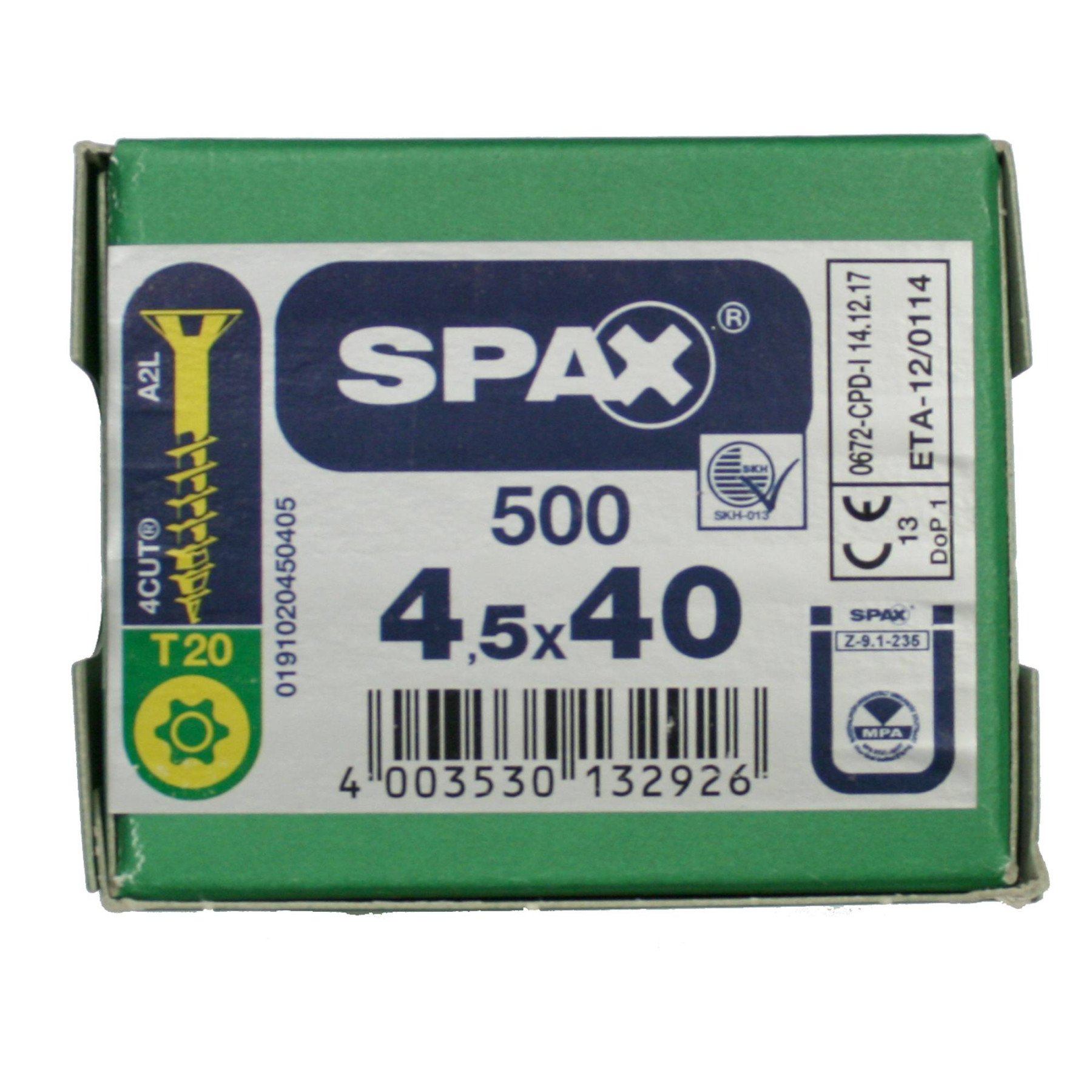 Alternatieve afbeelding voor Spax spaanplaatschroeven 4,5x40 mm geelverzinkt platkop TORX 500 stuks