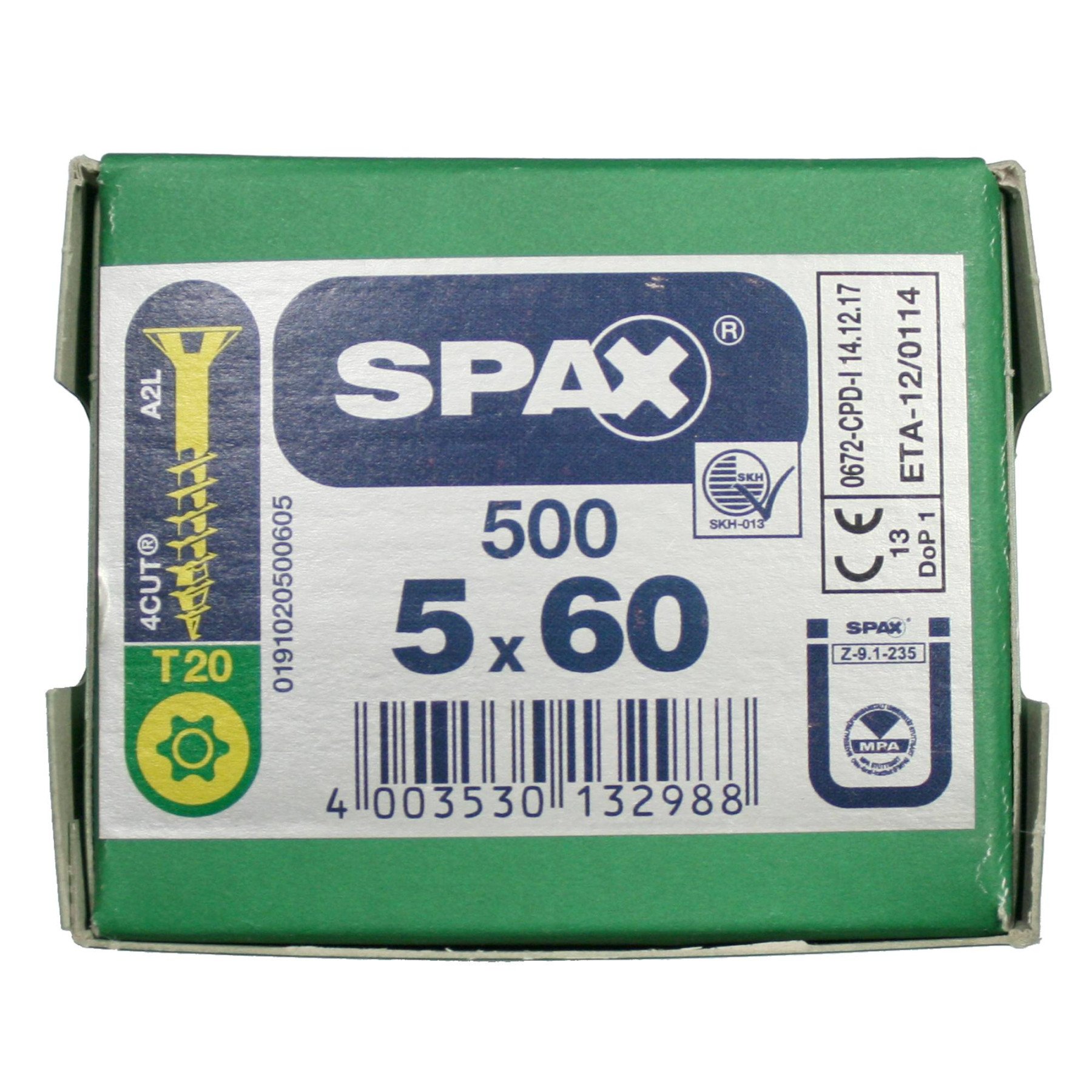 Alternatieve afbeelding voor Spax spaanplaatschroeven 5x60 mm geelverzinkt platkop TORX 500 stuks