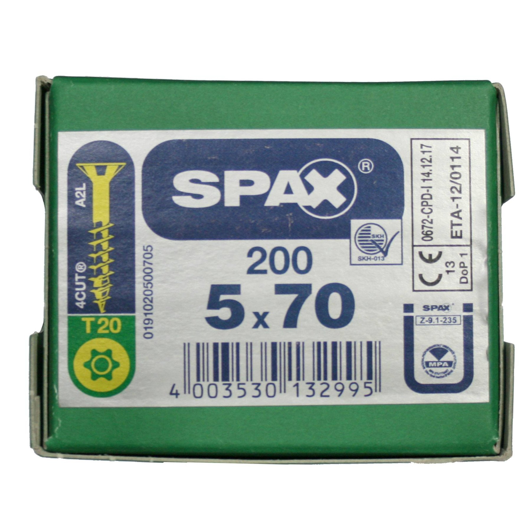 Alternatieve afbeelding voor Spax spaanplaatschroeven 5x70 mm geelverzinkt platkop TORX 200 stuks