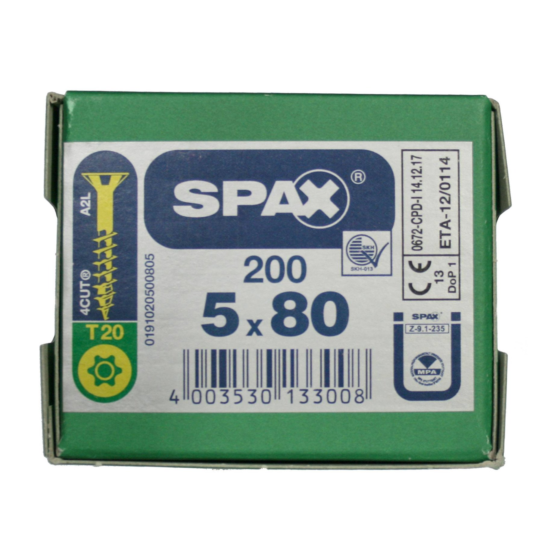 Alternatieve afbeelding voor Spax spaanplaatschroeven 5x80 mm geelverzinkt platkop TORX 200 stuks