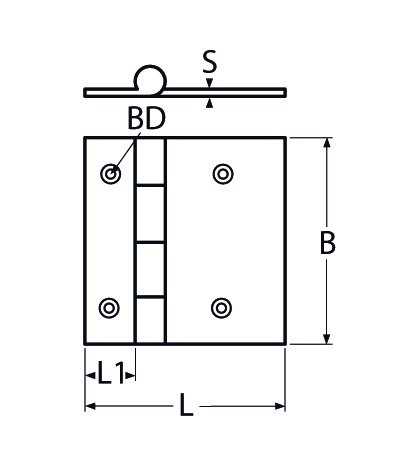 Alternatieve afbeelding voor Scharnier gegoten 52x61mm RVS A4 1 stuk