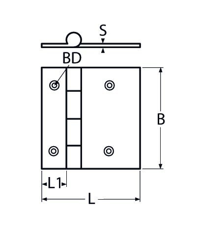 Alternatieve afbeelding voor Scharnier gegoten 52x61mm RVS A4 1 stuk