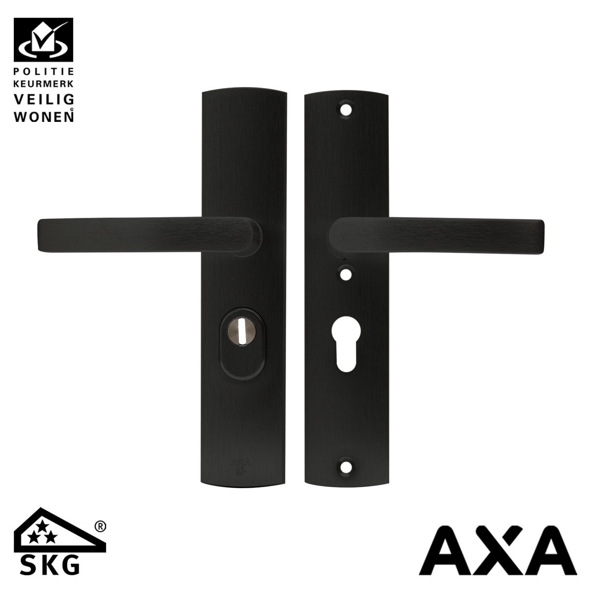 Alternatieve afbeelding voor ANTI KERNTREKSBESLAG AXA CURVE PLUS KRUK-KRUK PC55 GESLEPEN ZWART SKG***