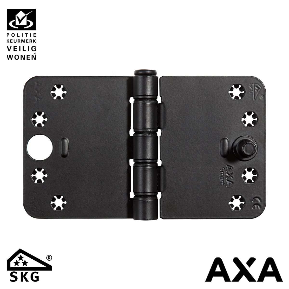 Alternatieve afbeelding voor AXA SMART EASYFIX VEILIGHEIDSSCHARNIER 89X125MM RONDE HOEK ZWART SKG***
