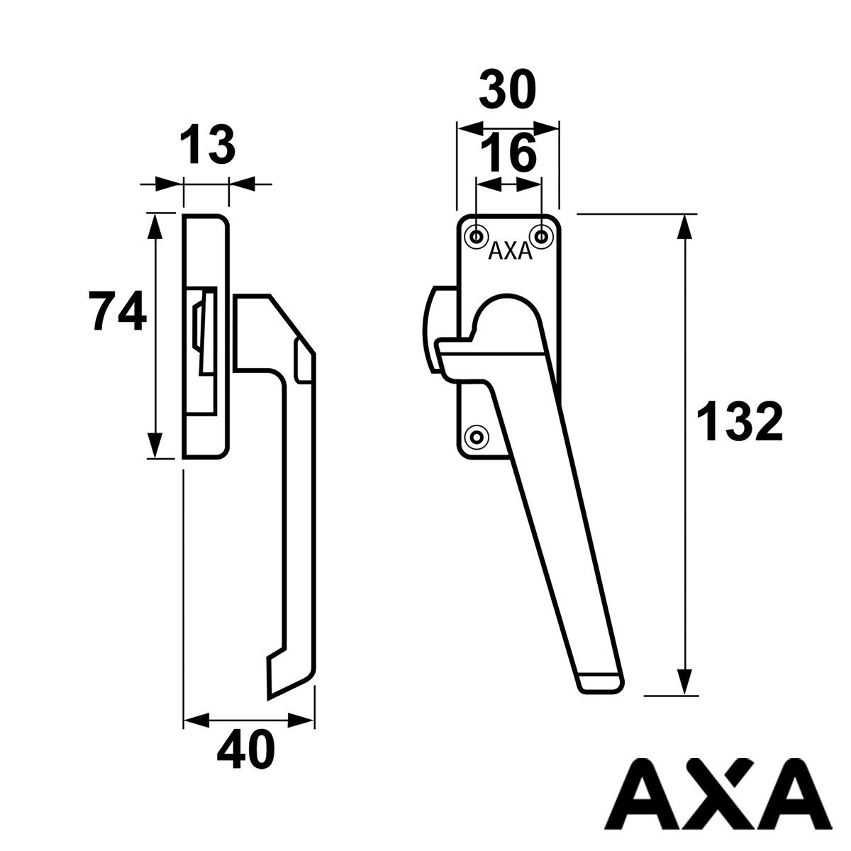 Alternatieve afbeelding voor AXA raamsluiting 3302 met ventilatienok rechts alu