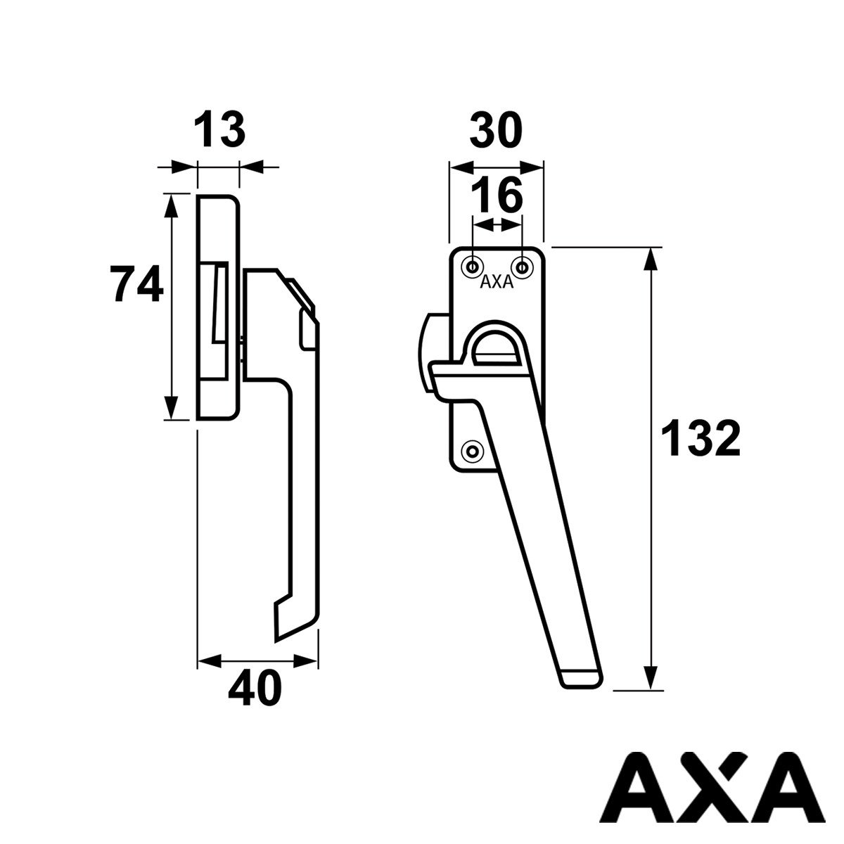 Alternatieve afbeelding voor AXA raamsluiting 3308 met ventilatienok en drukknop rechts zwart