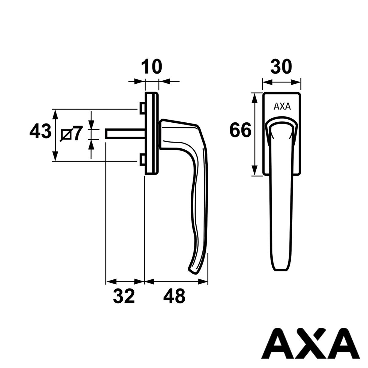 Alternatieve afbeelding voor AXA raamsluiting 3351 draai-kiep met 7x32mm wit