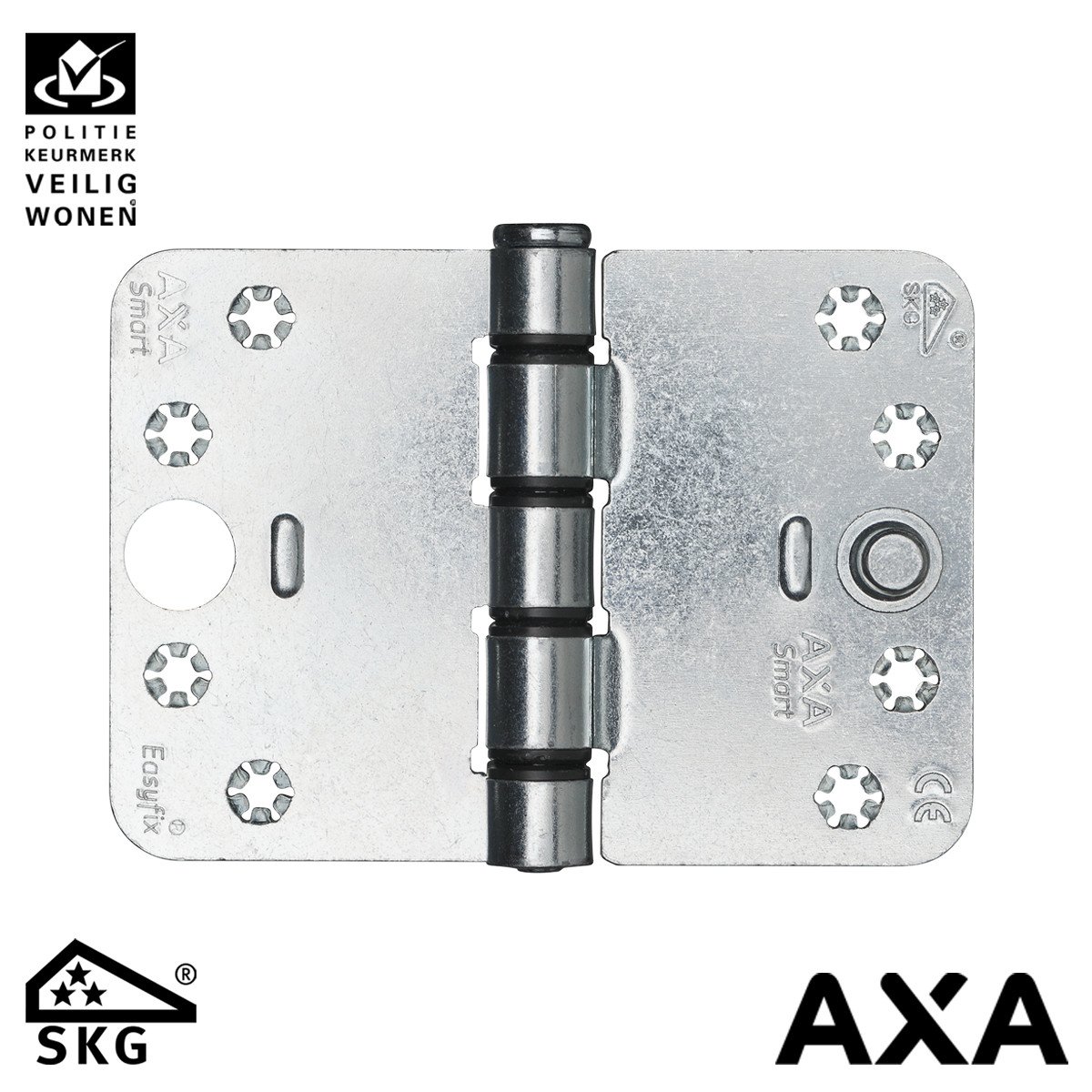 Alternatieve afbeelding voor AXA smart easyfix veiligheidsscharnier 89x125mm ronde hoek staal SKG***
